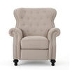 Nur Manual Recliner Chair | Button Tufted Back | Wheatish White Fabric BM335794