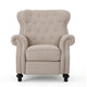 Nur Manual Recliner Chair | Button Tufted Back | Wheatish White Fabric BM335794