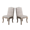 Cen Dining Side Chair Set of 2 | Beige Tufted Back | Gray Wood Legs