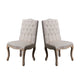 Cen Dining Side Chair Set of 2 | Beige Tufted Back | Gray Wood Legs