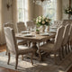 Cen Dining Side Chair Set of 2 | Beige Tufted Back | Gray Wood Legs