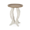 Gez Accent Table | 26" Brown Round Top | White Hourglass Base