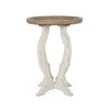 Gez Accent Table | 26’’ Brown Round Top | White Hourglass Base BM335797