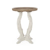 Gez Accent Table | 26" Brown Round Top | White Hourglass Base