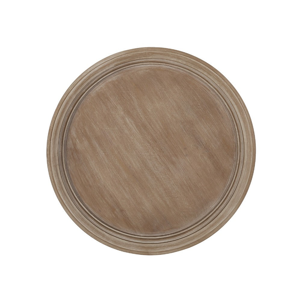 Gez Accent Table | 26" Brown Round Top | White Hourglass Base