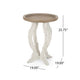Gez Accent Table | 26" Brown Round Top | White Hourglass Base