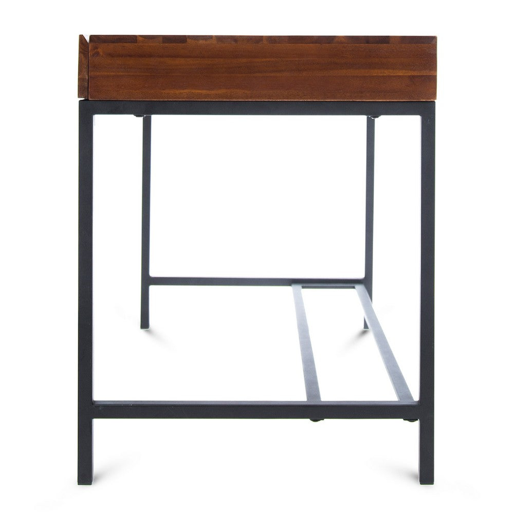 Writing Desk with 2 Storage Drawers | 44" Brown Acacia Wood
