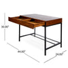 Writing Desk with 2 Storage Drawers | 44" Brown Acacia Wood