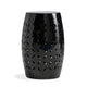 Lica Patio Side End Table | Barrel Shaped Lace Cut | 12" Black Iron