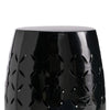 Lica Patio Side End Table | Barrel Shaped Lace Cut | 12" Black Iron