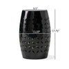 Lica Patio Side End Table | Barrel Shaped Lace Cut | 12" Black Iron