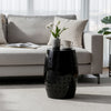 Lica Patio Side End Table | Barrel Shaped Lace Cut | 12" Black Iron