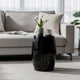 Lica Patio Side End Table | Barrel Shaped Lace Cut | 12" Black Iron