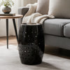 Lica Patio Side End Table | Barrel Shaped Lace Cut | 12" Black Iron