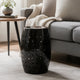 Lica Patio Side End Table | Barrel Shaped Lace Cut | 12" Black Iron