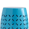 Lica Patio Side End Table | Barrel Shaped Lace Cut | 12" Blue Iron
