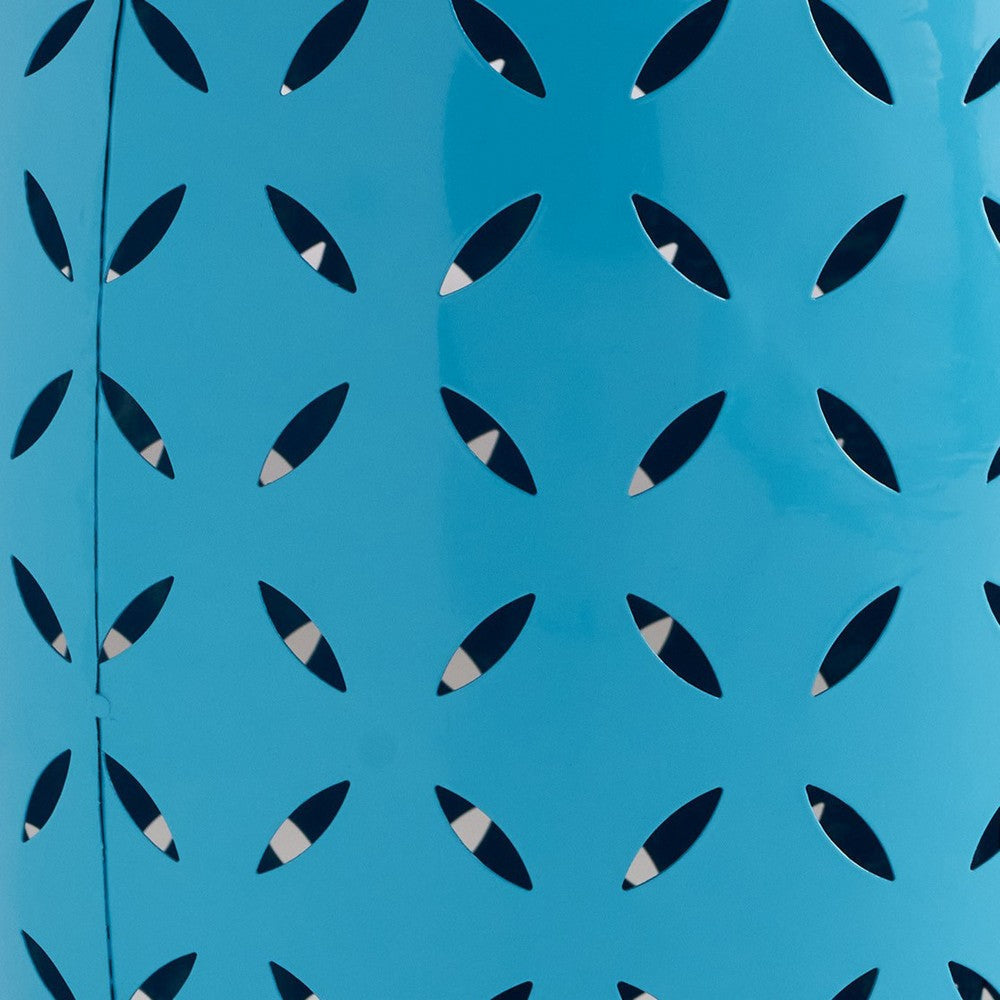 Lica Patio Side End Table | Barrel Shaped Lace Cut | 12’’ Blue Iron