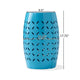 Lica Patio Side End Table | Barrel Shaped Lace Cut | 12" Blue Iron