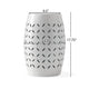 Lica Patio Side End Table | Barrel Shaped Lace Cut | 12’’ White Iron