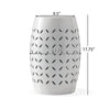 Lica Patio Side End Table | Barrel Shaped Lace Cut | 12" White Iron