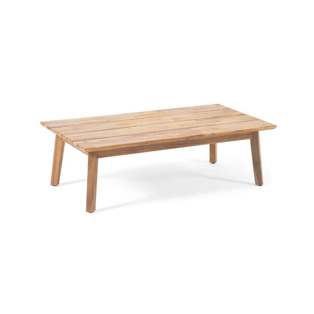 Loveseat and Coffee Table Outdoor Set | Slatted Brown Acacia Wood