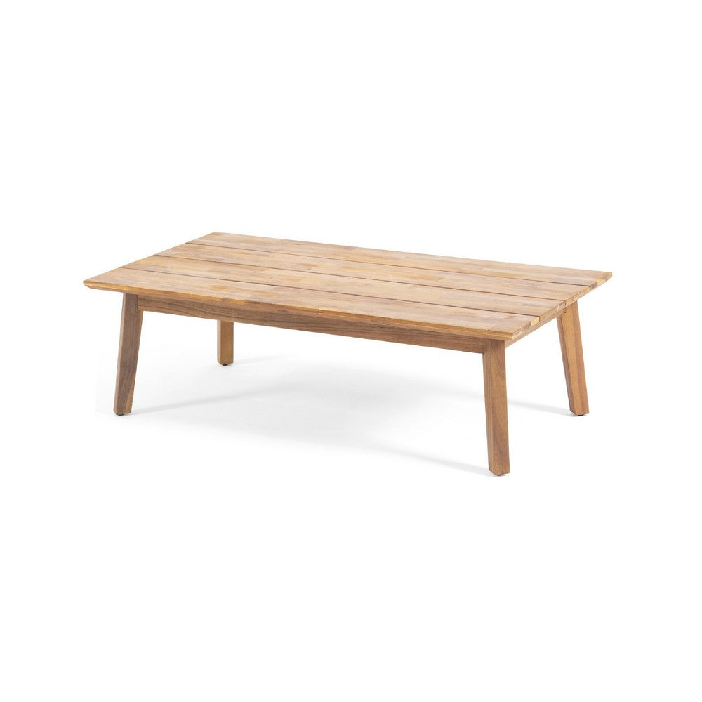 Loveseat and Coffee Table Outdoor Set | Slatted Brown Acacia Wood