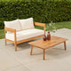 Loveseat and Coffee Table Outdoor Set | Slatted Brown Acacia Wood