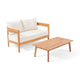 Loveseat and Coffee Table Outdoor Set | Slatted Brown Acacia Wood