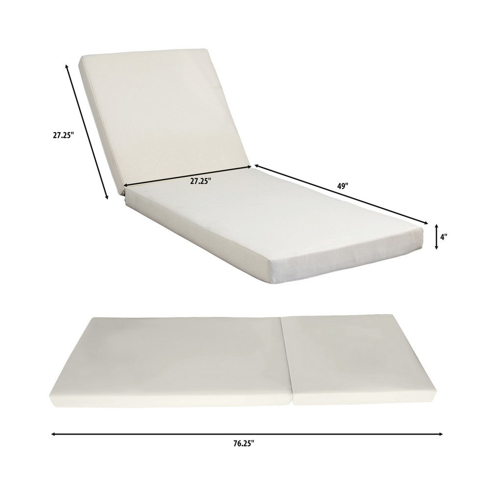 Chaise Lounger Cushion | 76" | PU Foam | Cream Waterproof Fabric
