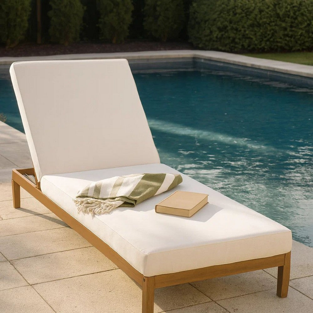 Chaise Lounger Cushion | 76" | PU Foam | Cream Waterproof Fabric