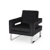 Club Armchair | Black Velvet Upholstery | Modern Stainless Steel Legs