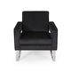 Club Armchair | Black Velvet Upholstery | Modern Stainless Steel Legs BM335812