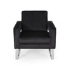 Club Armchair | Black Velvet Upholstery | Modern Stainless Steel Legs