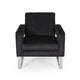 Club Armchair | Black Velvet Upholstery | Modern Stainless Steel Legs