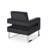 Club Armchair | Black Velvet Upholstery | Modern Stainless Steel Legs BM335812