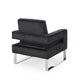 Club Armchair | Black Velvet Upholstery | Modern Stainless Steel Legs BM335812