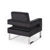 Club Armchair | Black Velvet Upholstery | Modern Stainless Steel Legs