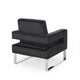 Club Armchair | Black Velvet Upholstery | Modern Stainless Steel Legs