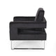 Club Armchair | Black Velvet Upholstery | Modern Stainless Steel Legs