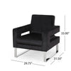 Club Armchair | Black Velvet Upholstery | Modern Stainless Steel Legs BM335812