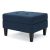 Voil Storage Ottoman | 28" | Navy Blue Fabric | Tapered Wood Legs