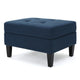 Voil Storage Ottoman | 28" | Navy Blue Fabric | Tapered Wood Legs