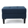 Voil Storage Ottoman | 28" | Navy Blue Fabric | Tapered Wood Legs