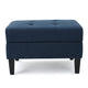 Voil Storage Ottoman | 28" | Navy Blue Fabric | Tapered Wood Legs