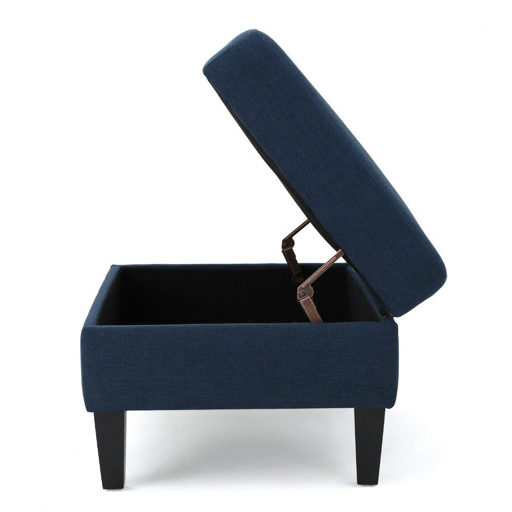 Voil Storage Ottoman | 28’’ | Navy Blue Fabric | Tapered Wood Legs BM335813