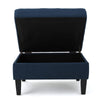 Voil Storage Ottoman | 28’’ | Navy Blue Fabric | Tapered Wood Legs BM335813