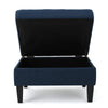 Voil Storage Ottoman | 28" | Navy Blue Fabric | Tapered Wood Legs