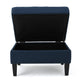 Voil Storage Ottoman | 28" | Navy Blue Fabric | Tapered Wood Legs