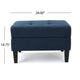 Voil Storage Ottoman | 28" | Navy Blue Fabric | Tapered Wood Legs