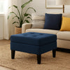 Voil Storage Ottoman | 28" | Navy Blue Fabric | Tapered Wood Legs